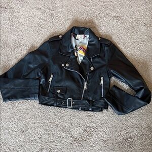 Vintage Harajuku Mini by Target Kids Black Faux Leather Biker Jacket